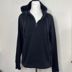 Athleta Women's Black Cozy Karma 1/4 Zip Hoodie Sweatshirt Pullover Size M